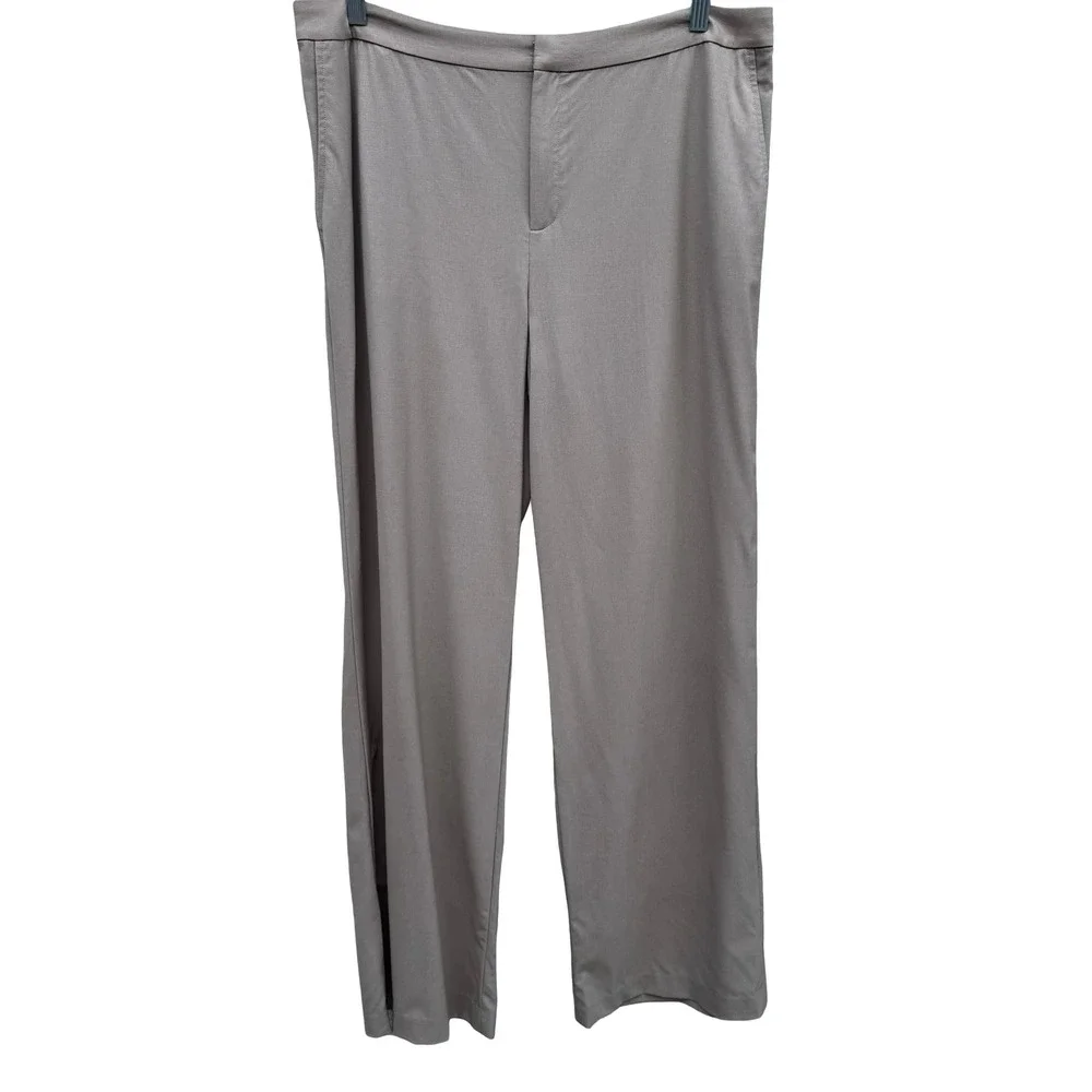 Linda Allard Ellen Tracy Minimalist Wool Blend Wide Leg Trousers Brown 14 NEW